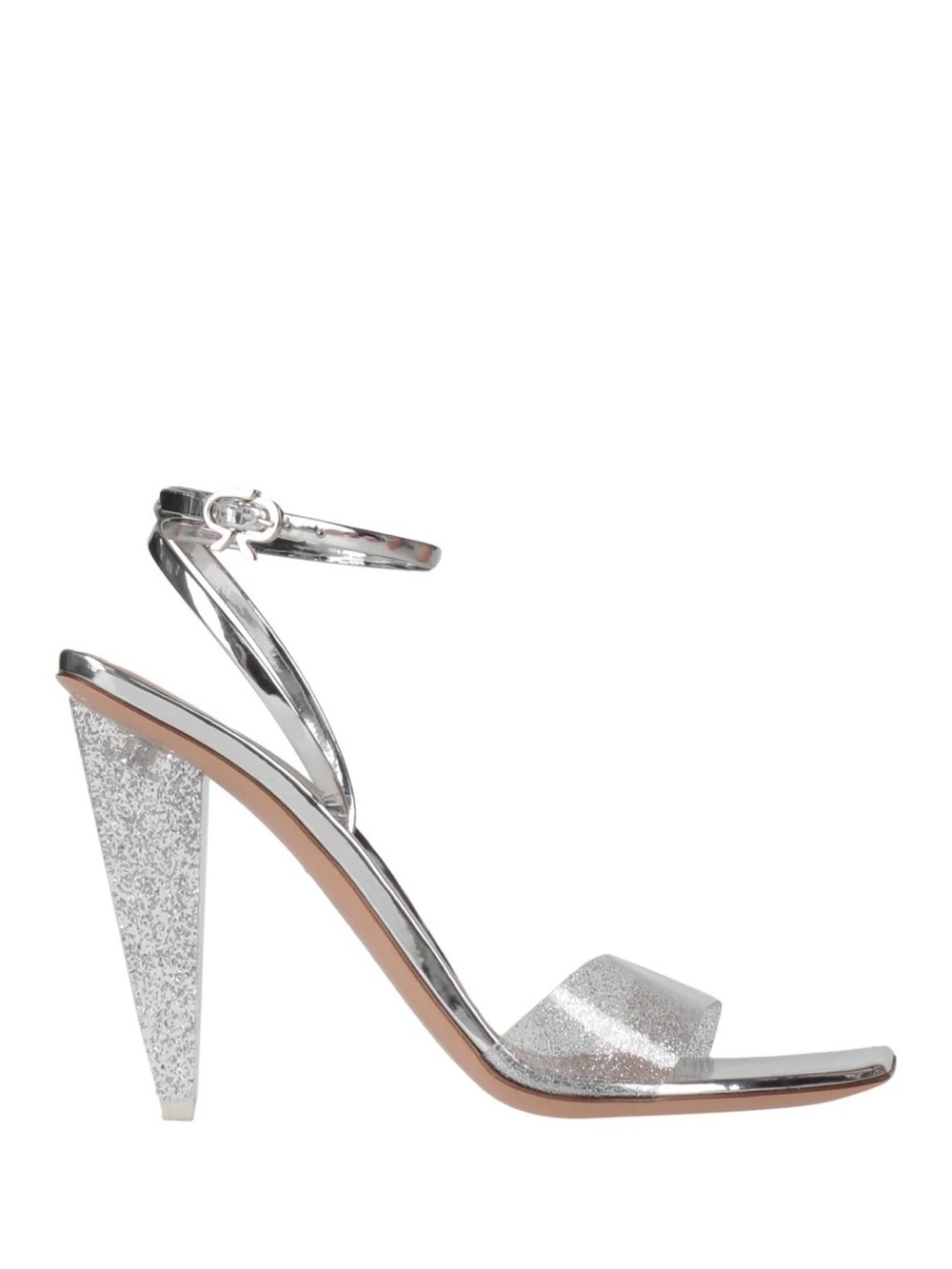 NEW Luxury Silver Glitter Ankle-Strap High Heel Sandal